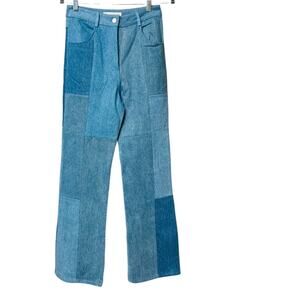 E.L.V Denim High-Rise Straight Leg Patchwork Jeans Size 8 Front and Back Pockets